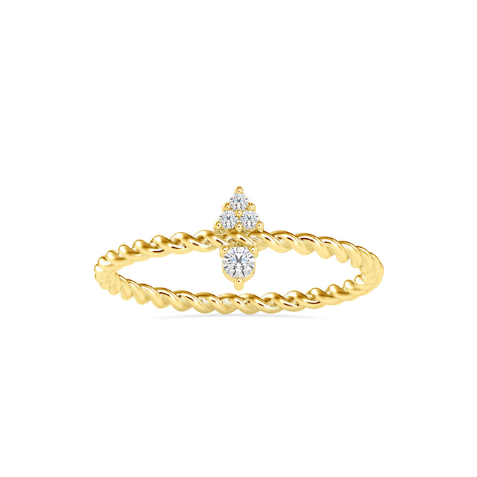 0.06Ct Twisted Round Prong Lab-Grown Diamond Gold Ring