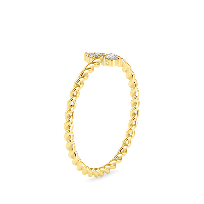 0.06Ct Twisted Round Prong Lab-Grown Diamond Gold Ring
