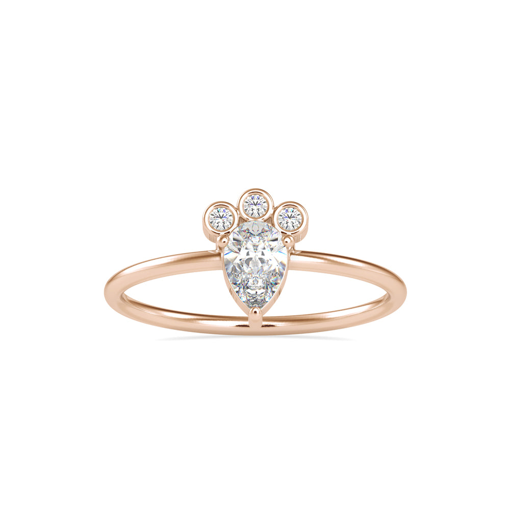 0.39Ct Crown Style Pear Prong Lab-Grown Diamond Gold Ring