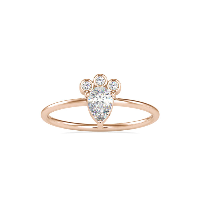 0.39Ct Crown Style Pear Prong Lab-Grown Diamond Gold Ring