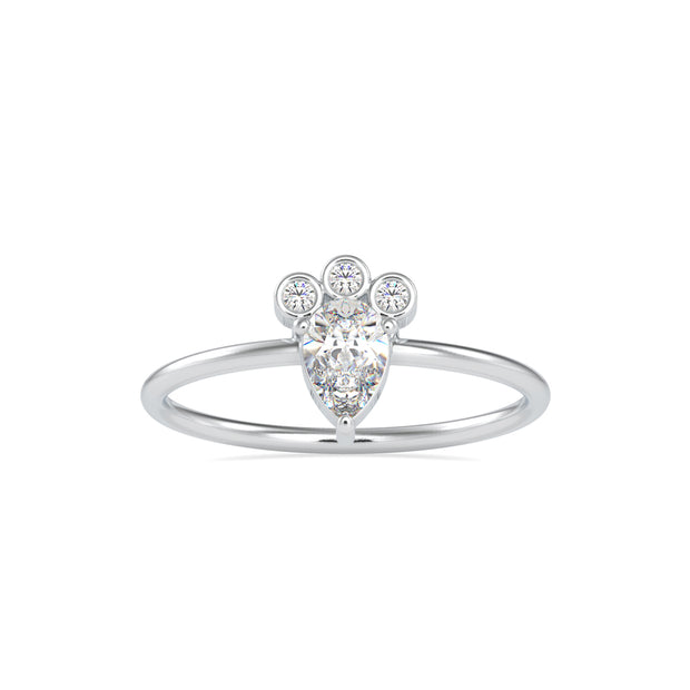0.39Ct Crown Style Pear Prong Lab-Grown Diamond Gold Ring