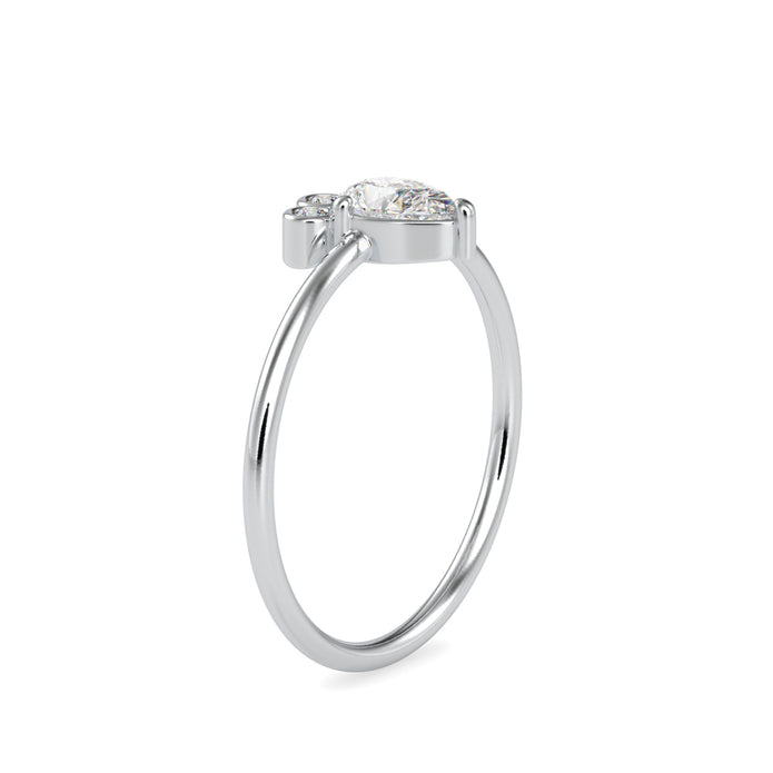 0.39Ct Crown Style Pear Prong Lab-Grown Diamond Gold Ring