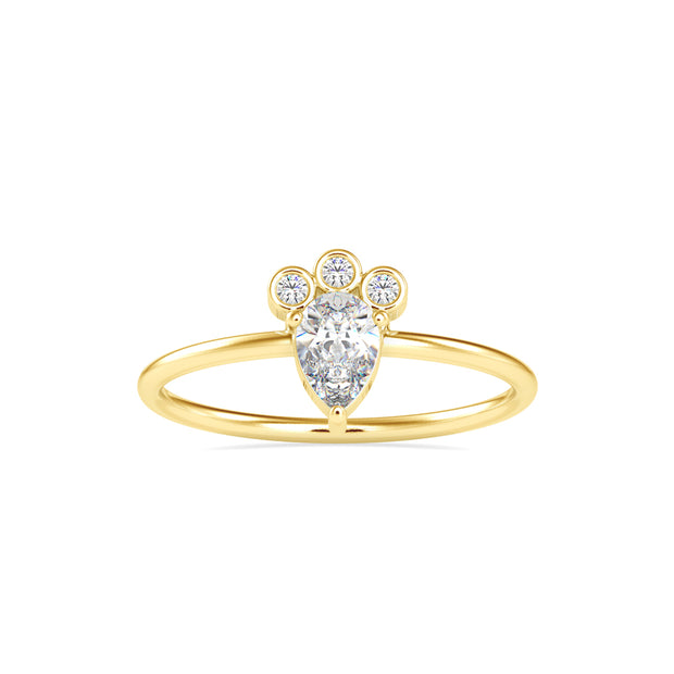 0.39Ct Crown Style Pear Prong Lab-Grown Diamond Gold Ring