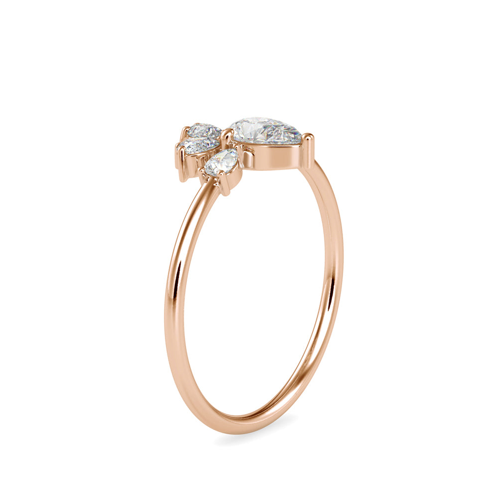 0.63Ct Pear Prong With Cluster Lab-Grown Diamond Gold Ring