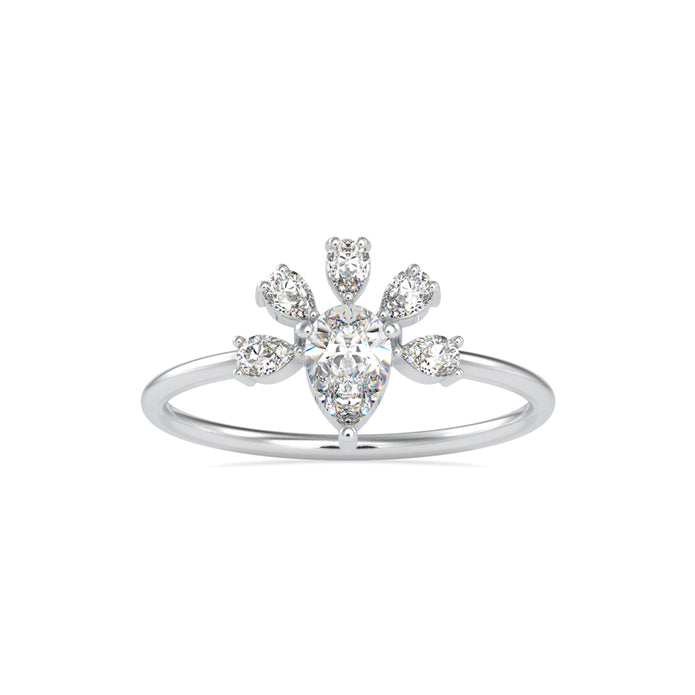 0.63Ct Pear Prong With Cluster Lab-Grown Diamond Gold Ring