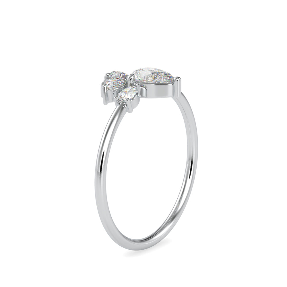 0.63Ct Pear Prong With Cluster Lab-Grown Diamond Gold Ring