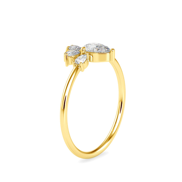 0.63Ct Pear Prong With Cluster Lab-Grown Diamond Gold Ring