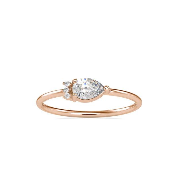 0.37Ct Pear Shape Prong Set Lab-Grown Diamond Gold Ring