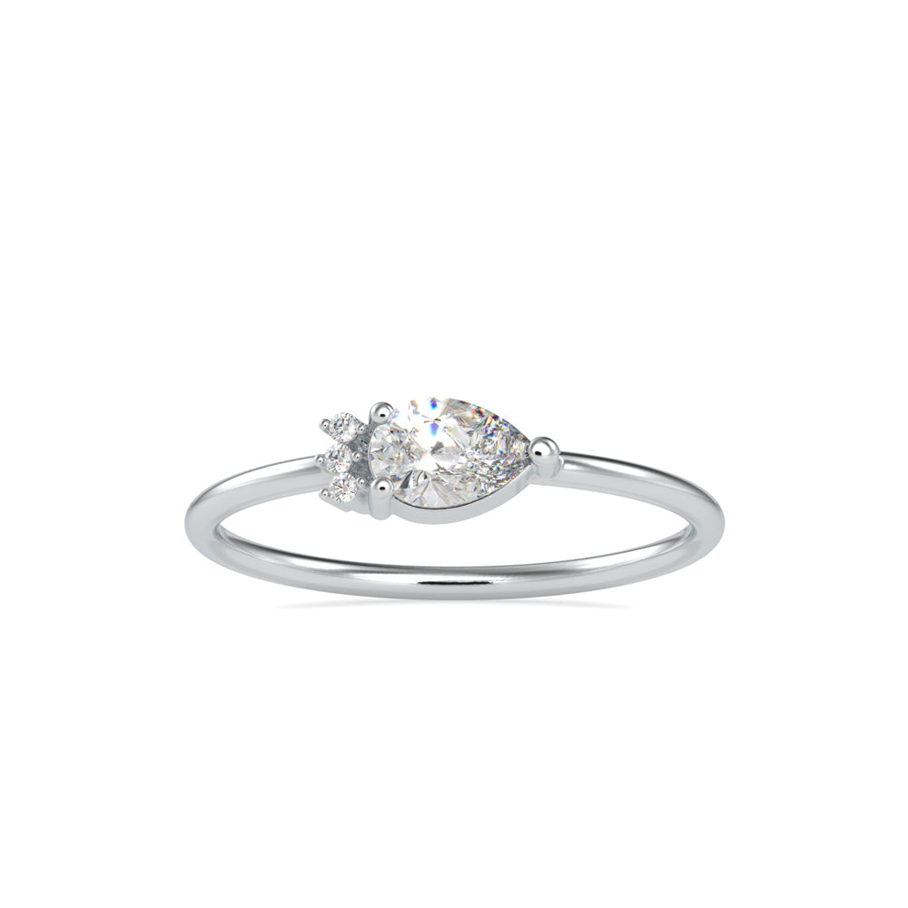 0.37Ct Pear Shape Prong Set Lab-Grown Diamond Gold Ring