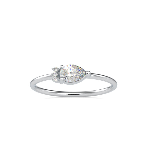 0.37Ct Pear Shape Prong Set Lab-Grown Diamond Gold Ring