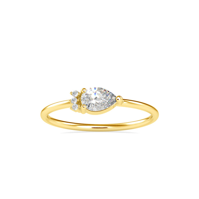 0.37Ct Pear Shape Prong Set Lab-Grown Diamond Gold Ring
