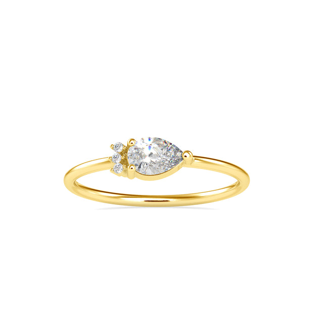 0.37Ct Pear Shape Prong Set Lab-Grown Diamond Gold Ring