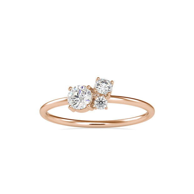 0.32Ct Round Prong With Cluster Lab-Grown Diamond Gold Ring