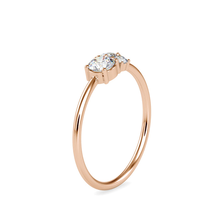 0.32Ct Round Prong With Cluster Lab-Grown Diamond Gold Ring