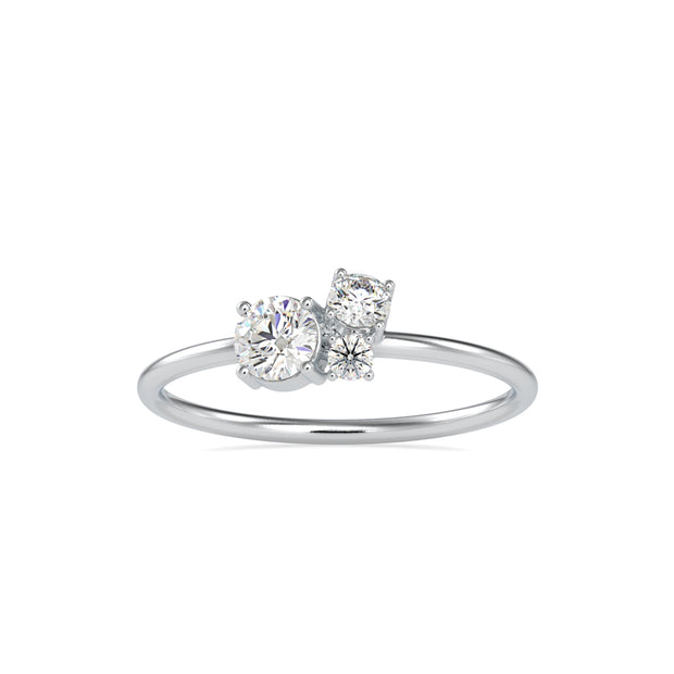0.32Ct Round Prong With Cluster Lab-Grown Diamond Gold Ring