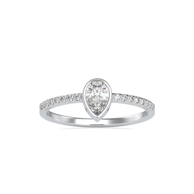 0.43Ct Pear Shape Bezel Set Lab-Grown Diamond Gold Ring