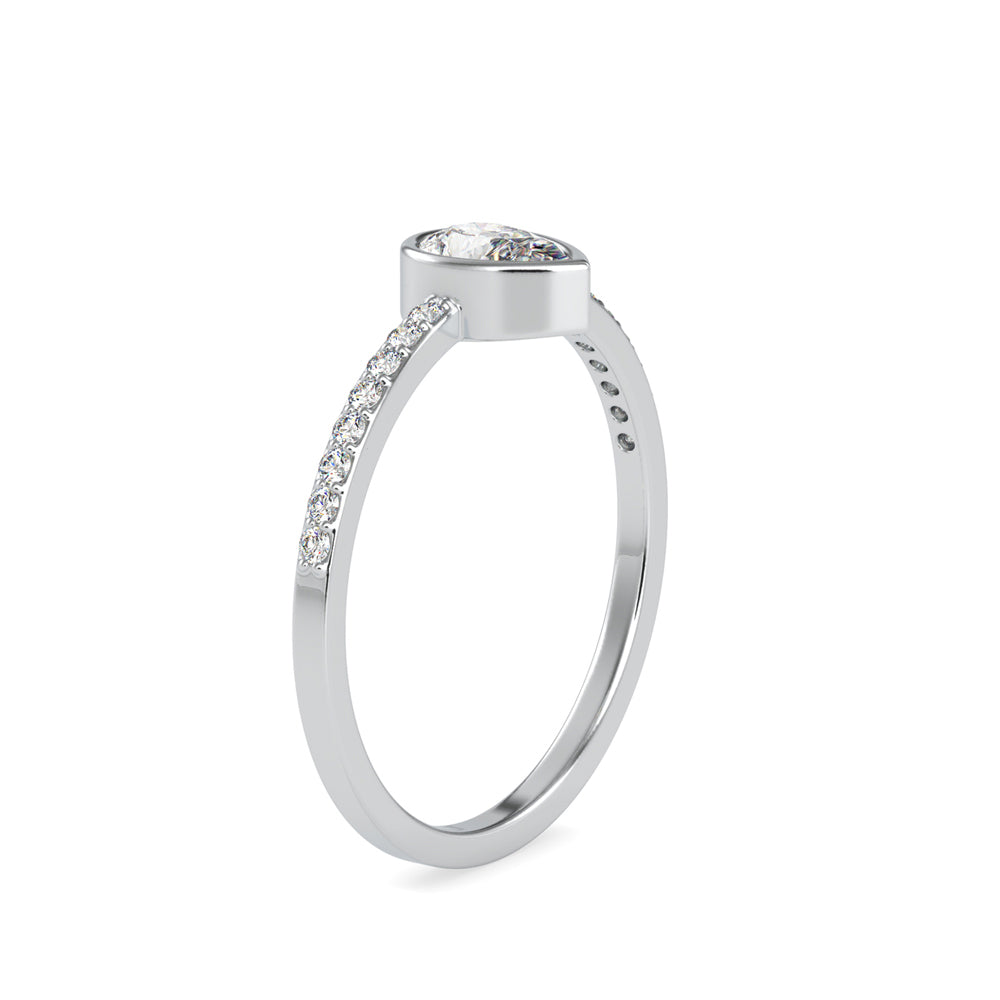 0.43Ct Pear Shape Bezel Set Lab-Grown Diamond Gold Ring