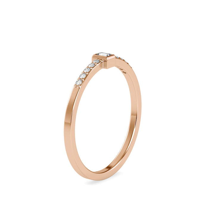 0.08Ct Minimalist Baguette Bezel Lab-Grown Diamond Gold Ring
