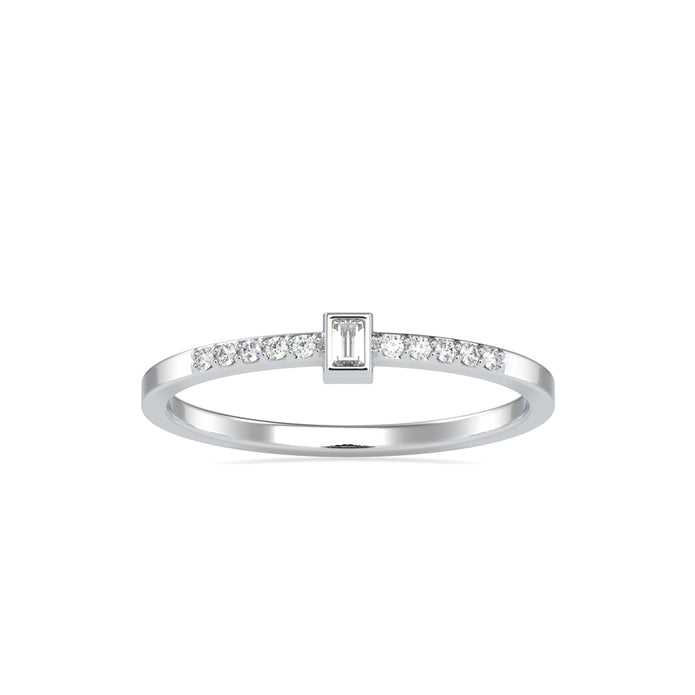 0.08Ct Minimalist Baguette Bezel Lab-Grown Diamond Gold Ring