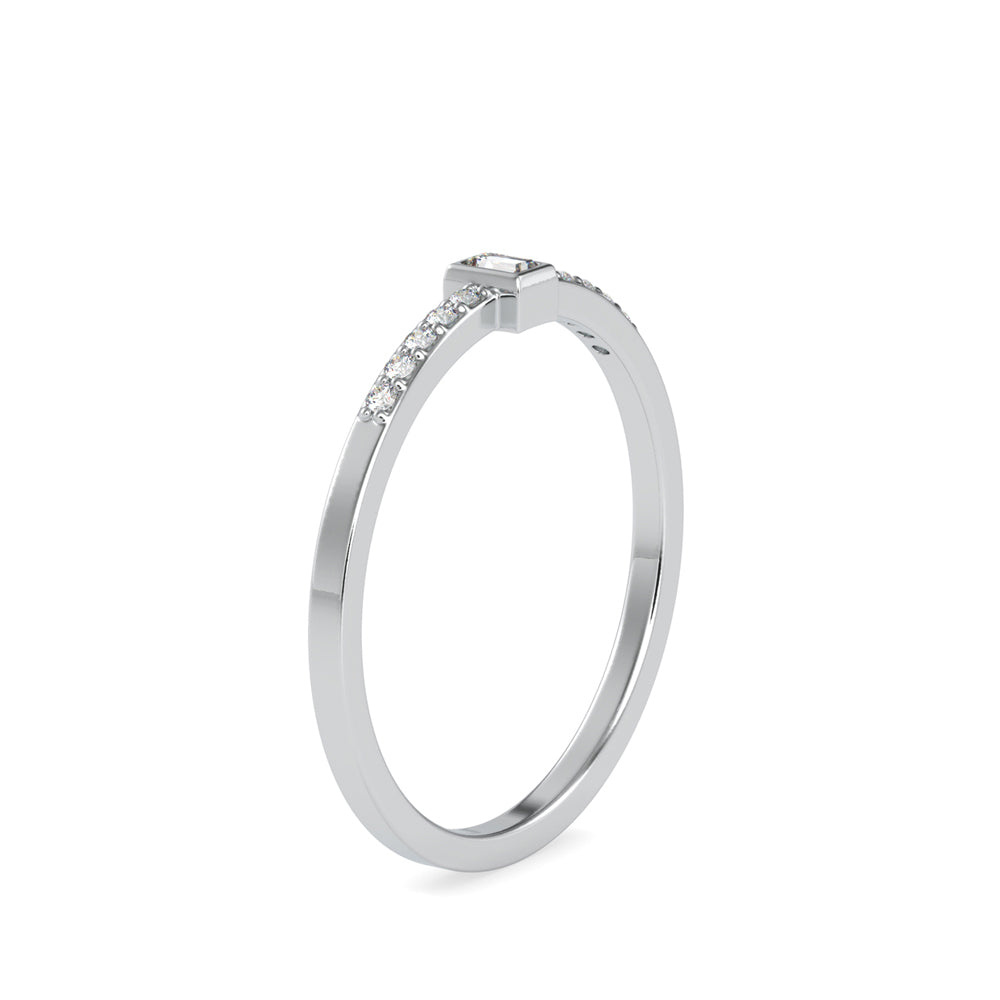 0.08Ct Minimalist Baguette Bezel Lab-Grown Diamond Gold Ring