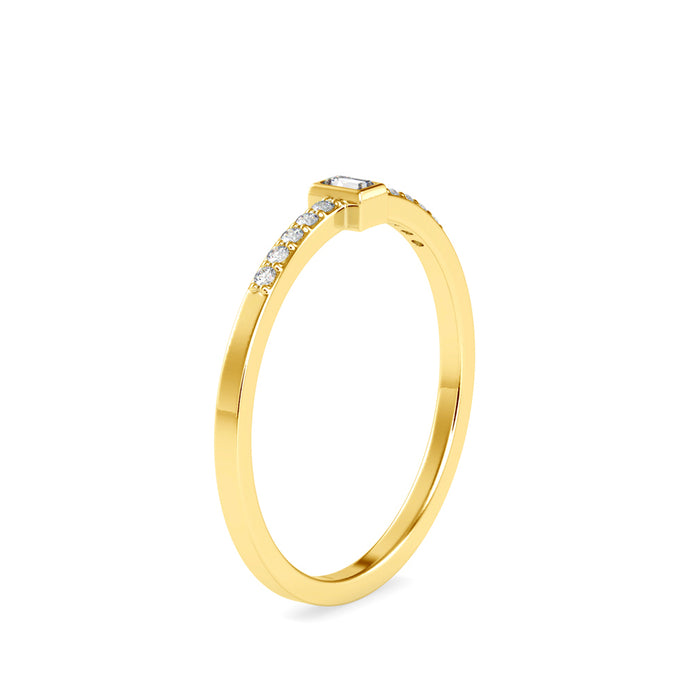0.08Ct Minimalist Baguette Bezel Lab-Grown Diamond Gold Ring