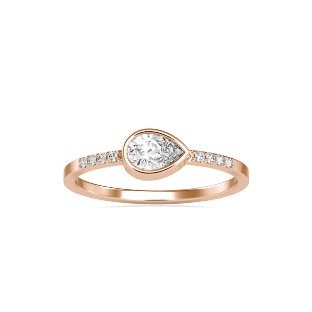 0.41Ct Pear Bezel Set Lab-Grown Diamond Gold Ring