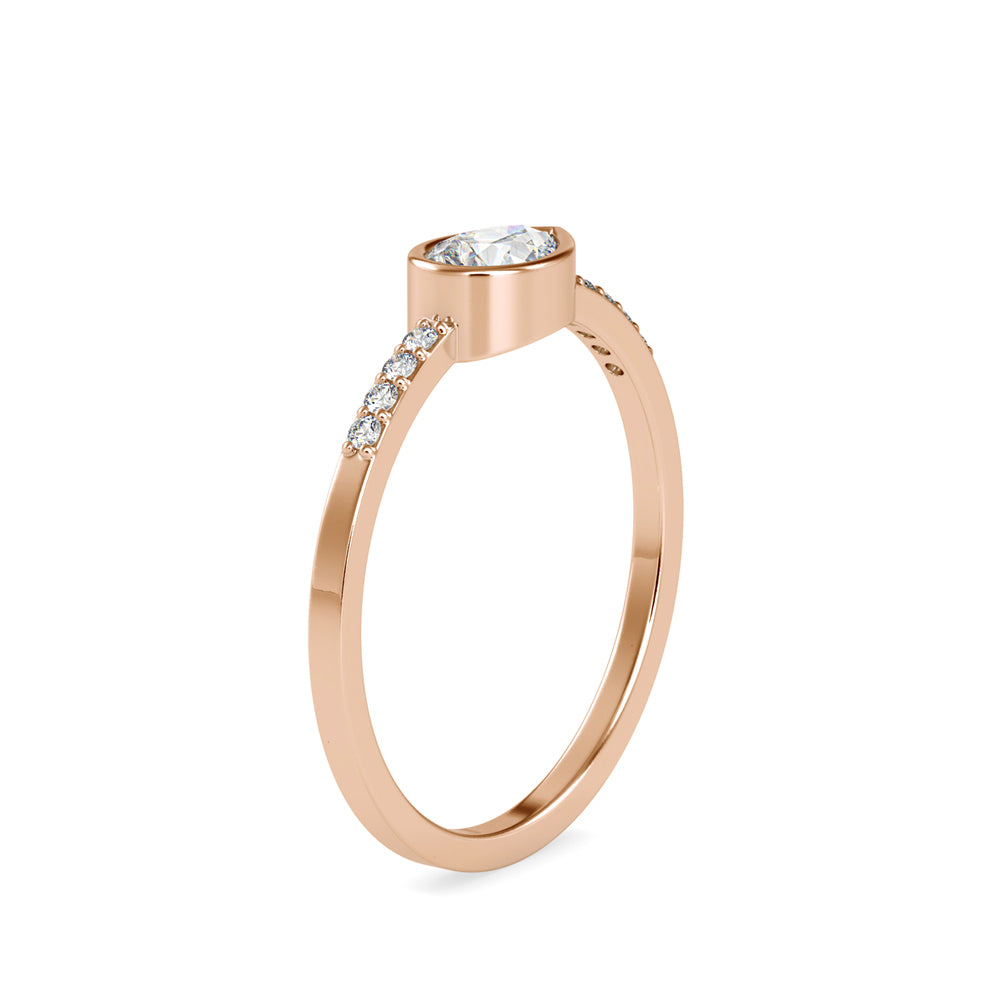 0.41Ct Pear Bezel Set Lab-Grown Diamond Gold Ring