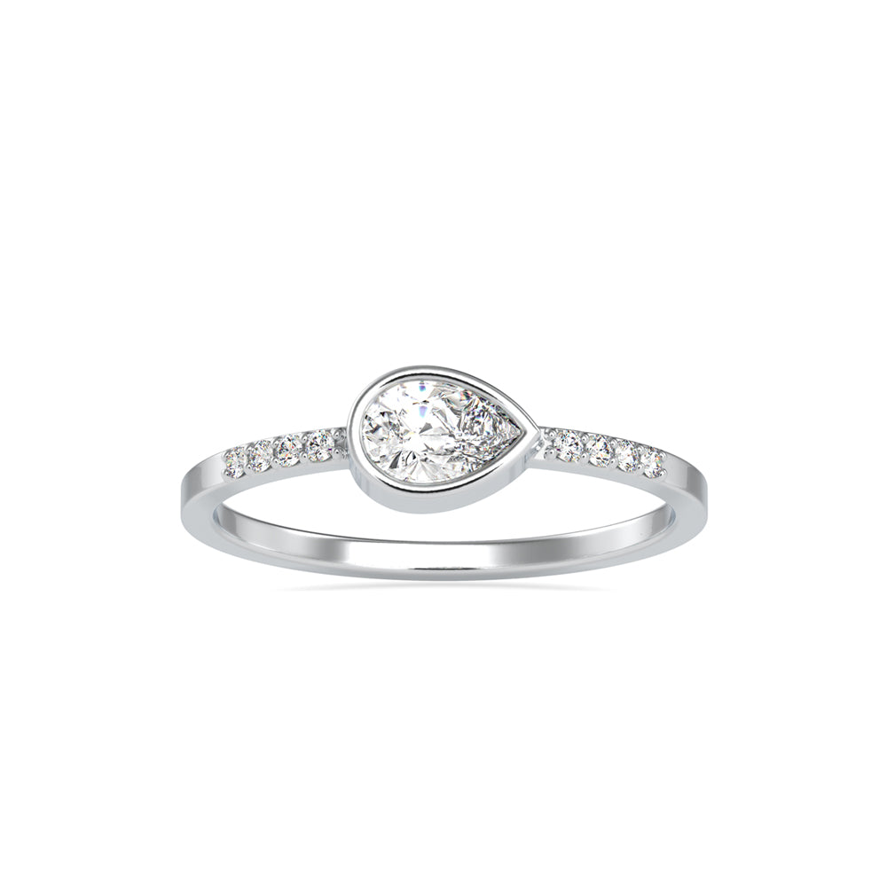 0.41Ct Pear Bezel Set Lab-Grown Diamond Gold Ring