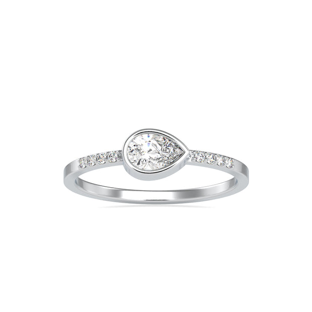 0.41Ct Pear Bezel Set Lab-Grown Diamond Gold Ring