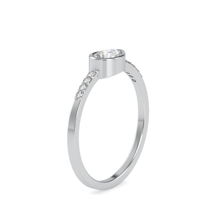 0.41Ct Pear Bezel Set Lab-Grown Diamond Gold Ring