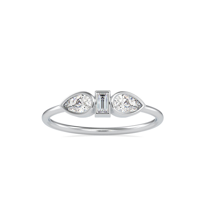 0.38Ct Baguette Bezel With Three Stone Lab-Grown Diamond Gold Ring
