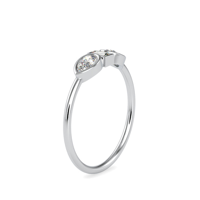 0.38Ct Baguette Bezel With Three Stone Lab-Grown Diamond Gold Ring