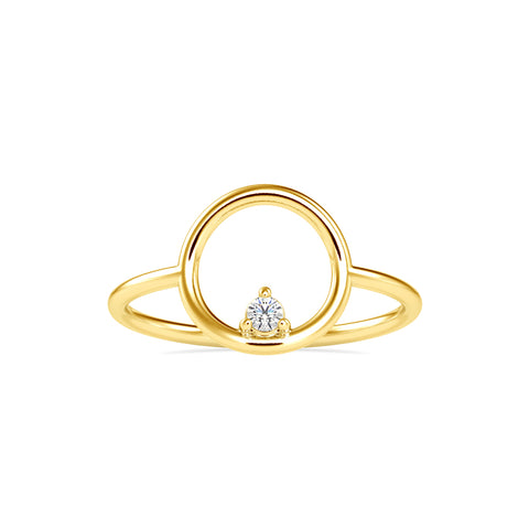 0.04Ct Round Prong Set Lab-Grown Diamond Gold Ring