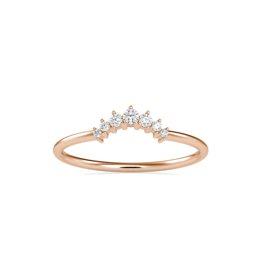 0.09Ct Curved Shape Prong Set Lab-Grown Diamond Gold Ring