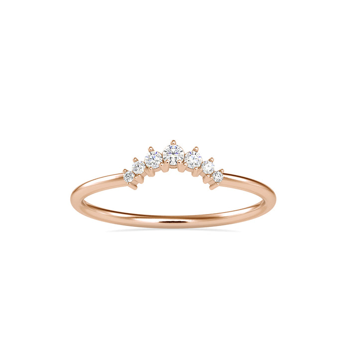 0.09Ct Curved Shape Prong Set Lab-Grown Diamond Gold Ring