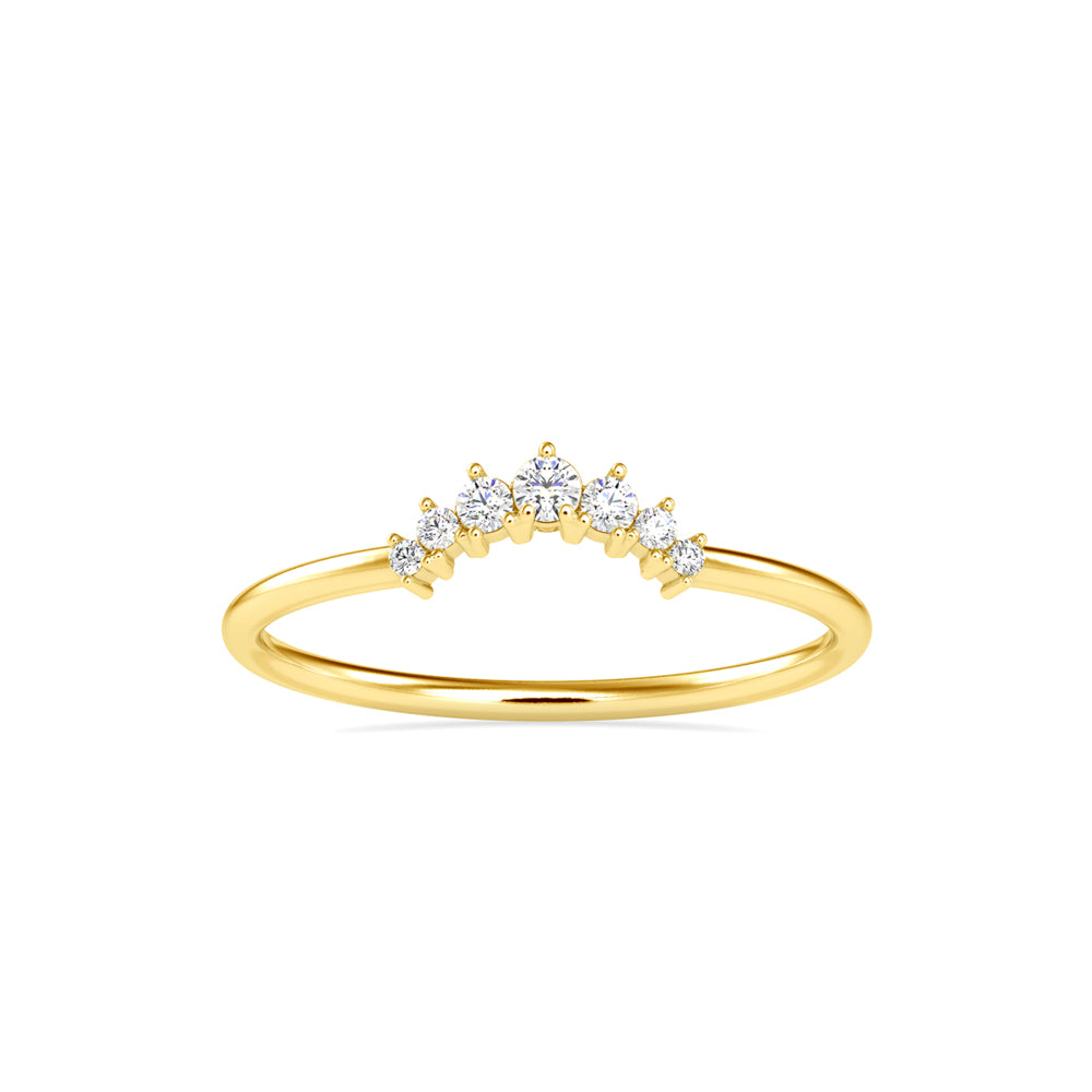 0.09Ct Curved Shape Prong Set Lab-Grown Diamond Gold Ring