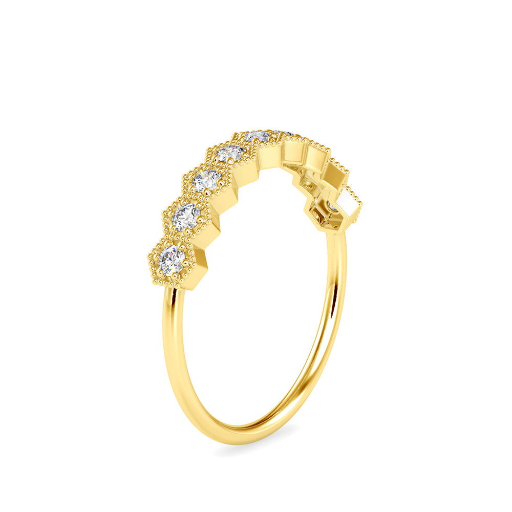 0.27Ct Vintage Half Eternity Lab-Grown Diamond Gold Ring