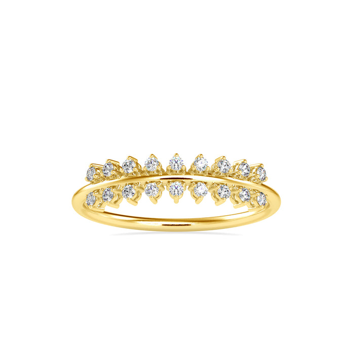 0.12Ct Crown Chevron Style Prong Set Lab-Grown Diamond Gold Ring