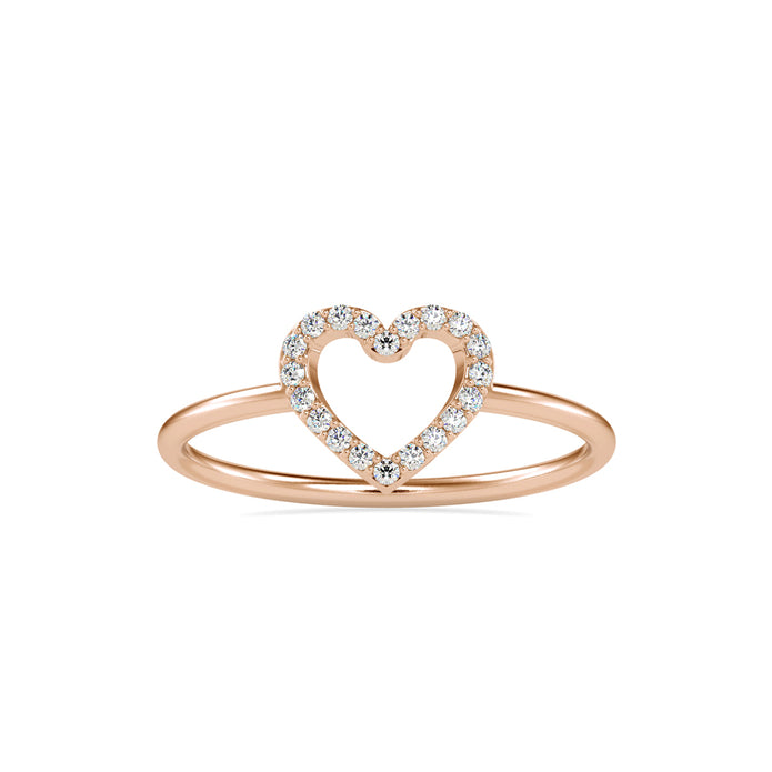0.07Ct Heart Shape Pave Lab-Grown Diamond Gold Ring