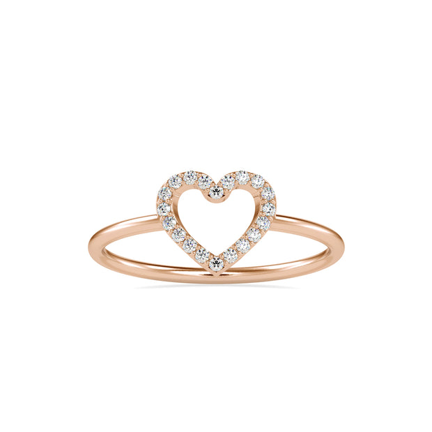 0.07Ct Heart Shape Pave Lab-Grown Diamond Gold Ring