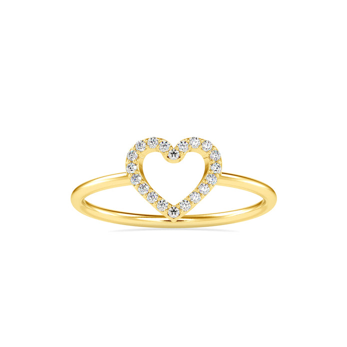 0.07Ct Heart Shape Pave Lab-Grown Diamond Gold Ring