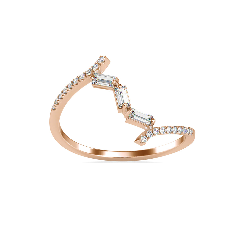 0.21Ct Open Bypass Baguette Lab-Grown Diamond Gold Ring