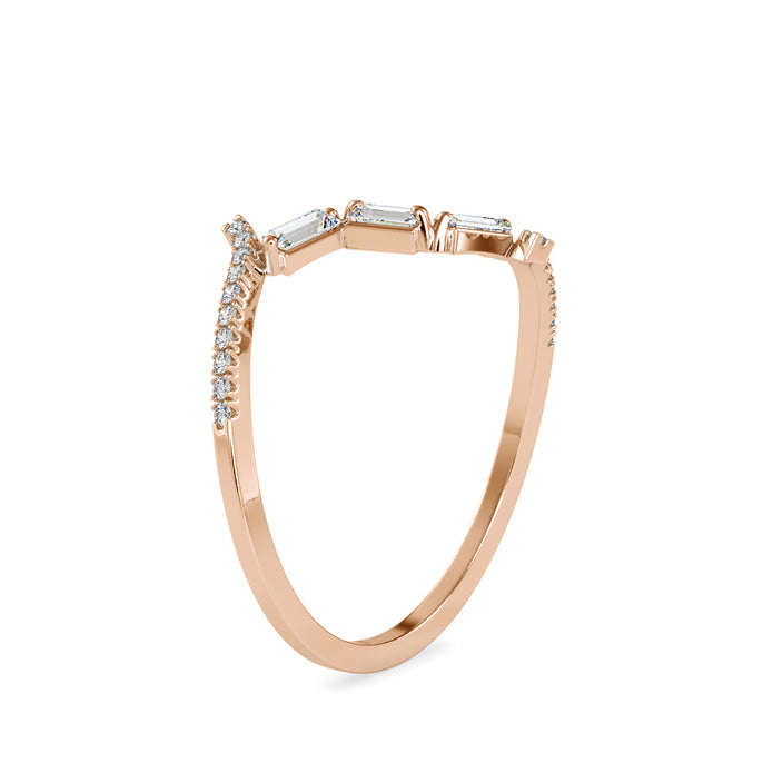 0.21Ct Open Bypass Baguette Lab-Grown Diamond Gold Ring