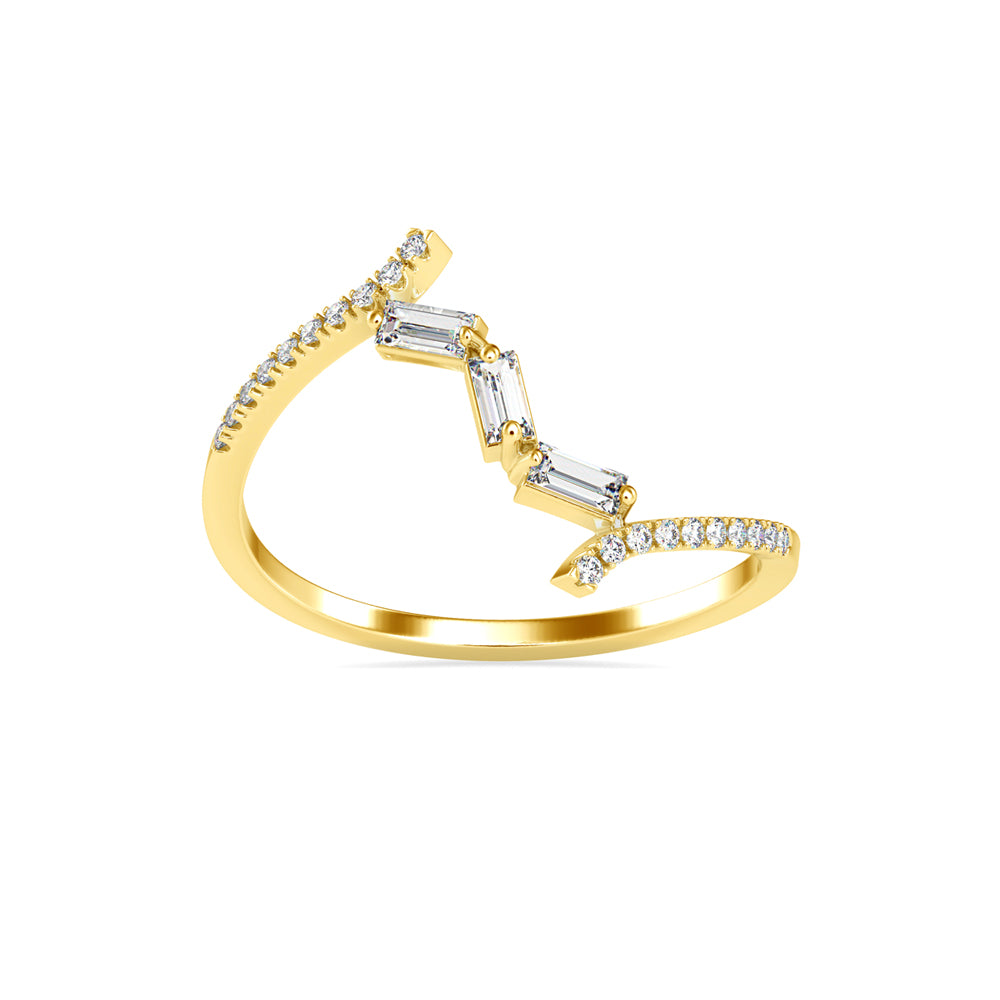 0.21Ct Open Bypass Baguette Lab-Grown Diamond Gold Ring