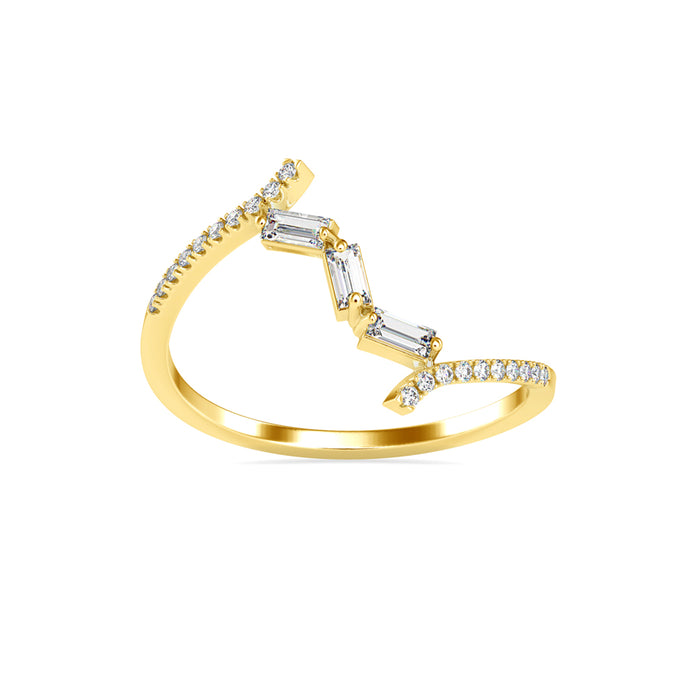 0.21Ct Open Bypass Baguette Lab-Grown Diamond Gold Ring