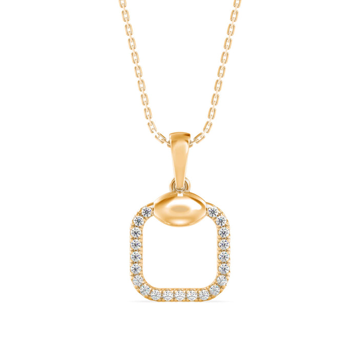 0.14Ct Square Shape Pave Lab-Grown Diamond Gold Pendant Necklace