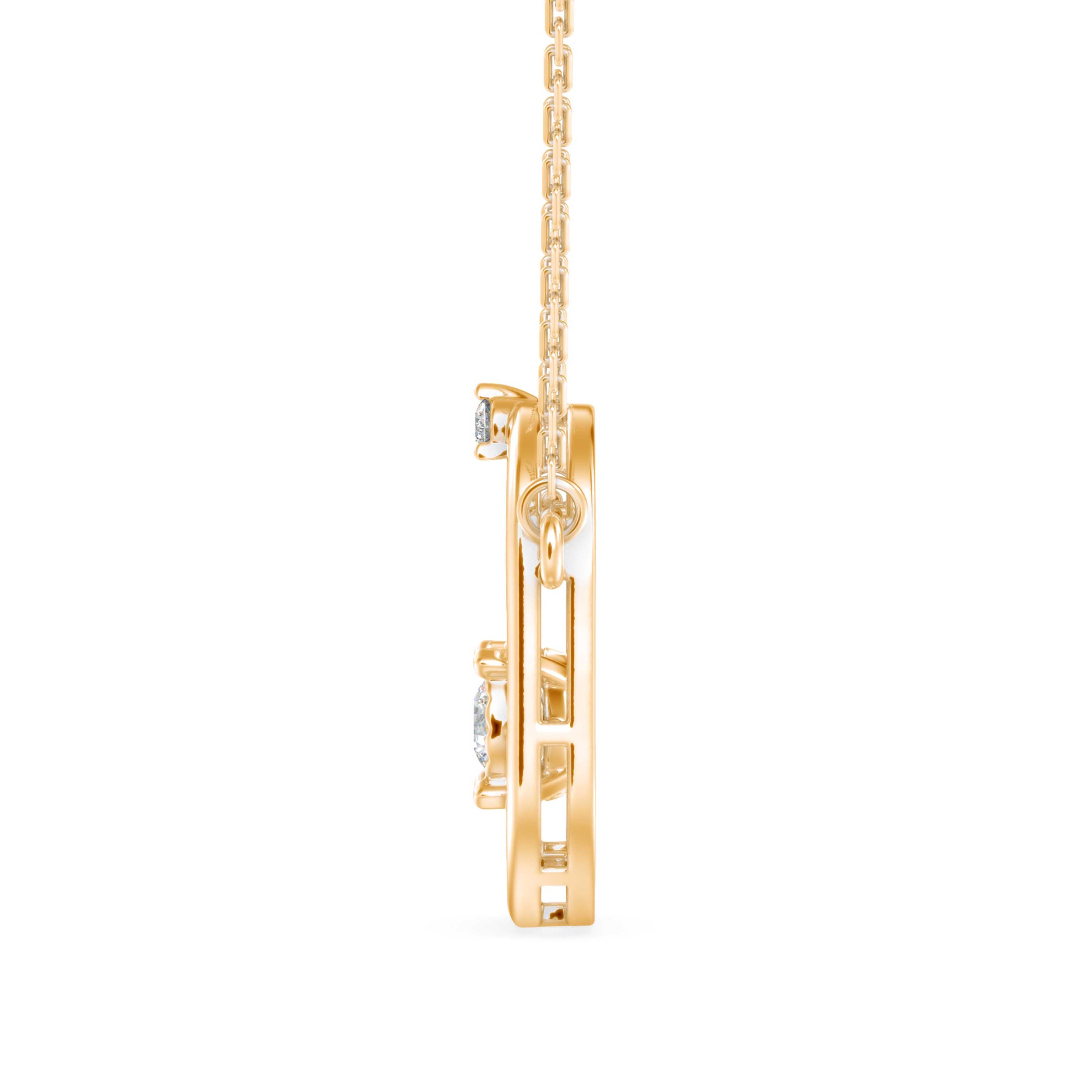 0.12Ct Floral Prong Lab-Grown Diamond Gold Pendant Necklace