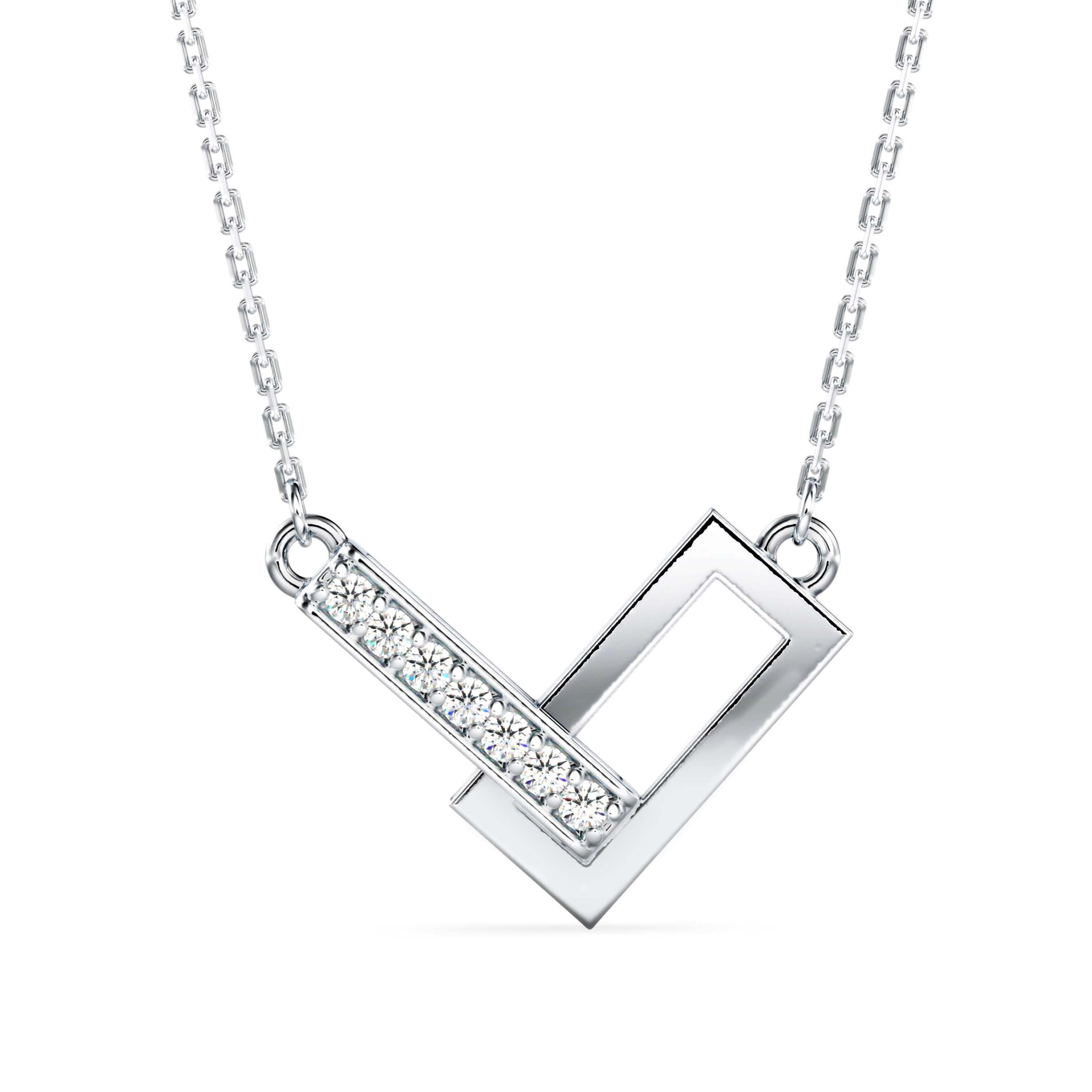 0.07Ct Channel Set Lab-Grown Diamond Gold Pendant Necklace