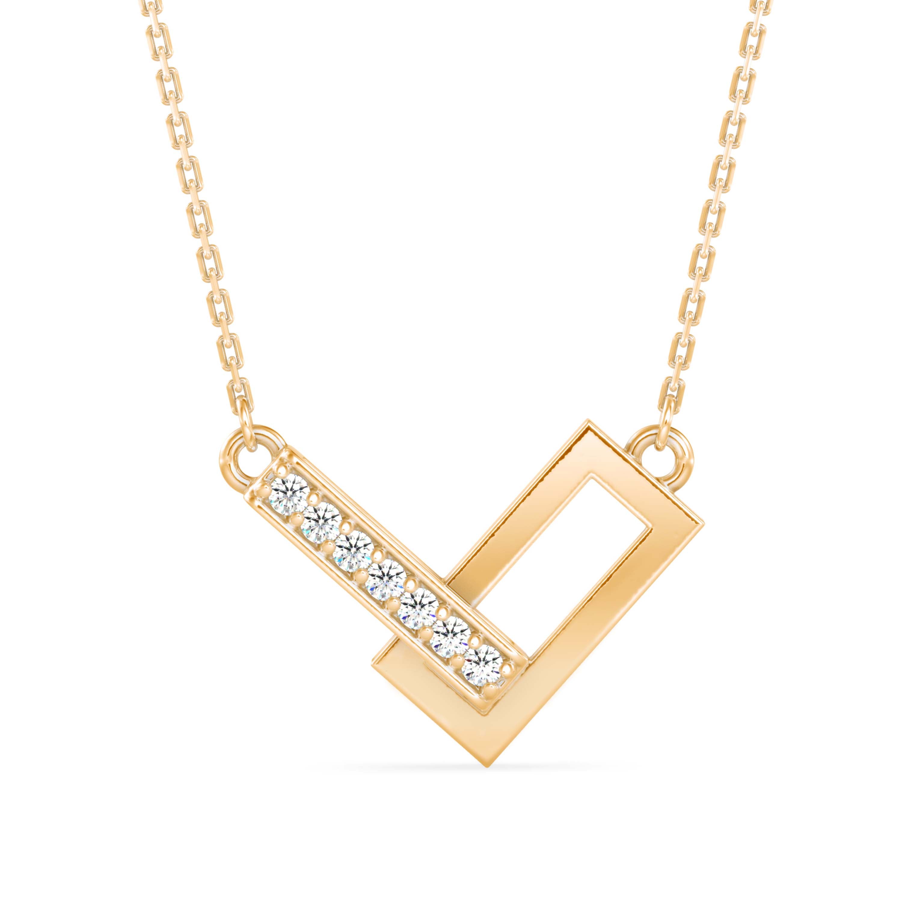 0.07Ct Channel Set Lab-Grown Diamond Gold Pendant Necklace