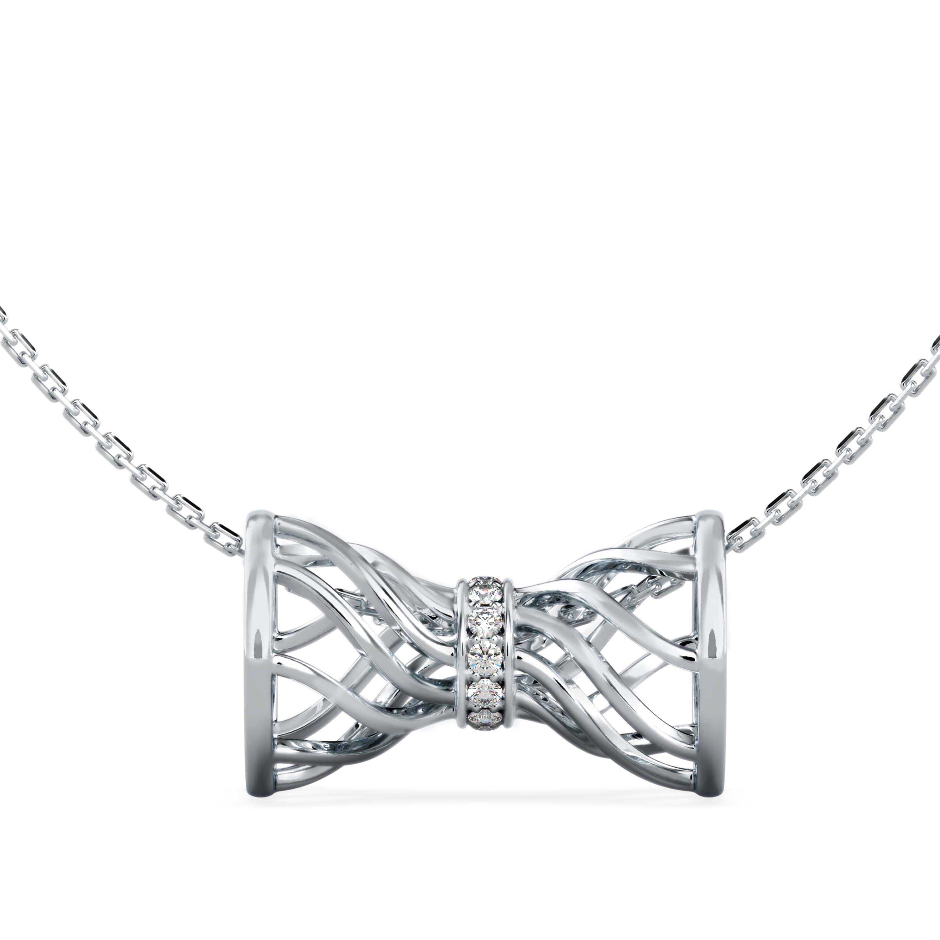 0.06Ct Drum Infinity Style Lab-Grown Diamond Gold Pendant Necklace